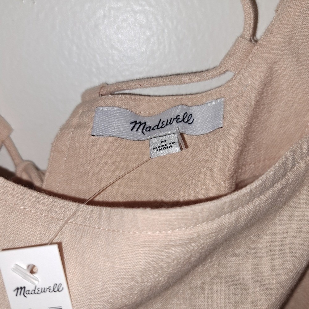 Madewell‎ Embroidered Scallop-Hem Puff-Sleeve Top NL039 Pink Mustard M - Picture 11 of 12